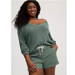 Torrid 3.5'' Weekend Mid-Rise Short Green Jean Shorts Size 2X